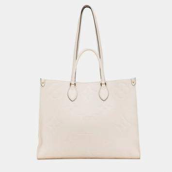 Pre Owned Louis Vuitton OnTheGo GM White Leather Monogram Empreinte Giant Shoulder Bag