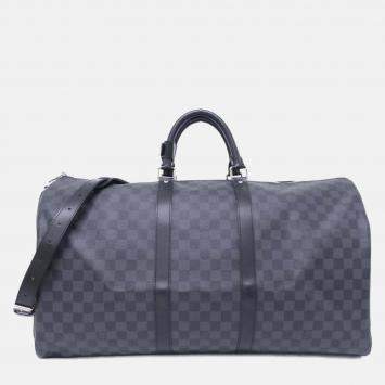 Louis Vuitton Damier Graphite Keepall Bandouliere 55Cm Boston Bag