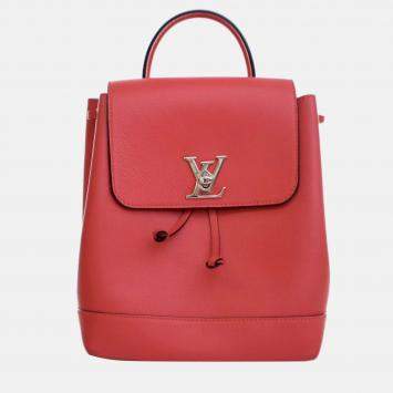 Pre Owned Louis Vuitton Lockme Red Calfskin Backpack