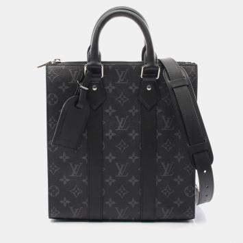 Pre Owned Louis Vuitton Sac Plat Monogram Eclipse Coated Canvas Leather Tote Bag