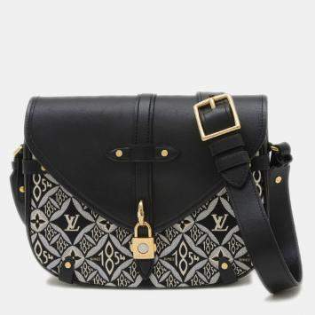 Pre Owned Louis Vuitton Neo Saumur MM Black Monogram Jacquard Shoulder Bag