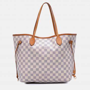 Pre Owned Louis Vuitton Damier Azur Neverfull MM
