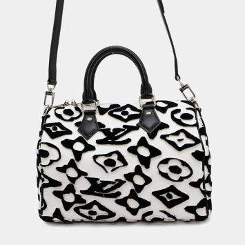 Louis Vuitton Speedy Bandouliere White/Noir Monogram Urs Fischer Size 25