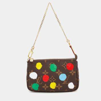 Louis Vuitton Mini Pochette Accessoires Brown Monogram Painted Dot Size Mini