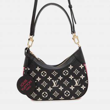 Pre Owned Louis Vuitton Bagatelle NM Black/White/Pink Monogram Empreinte Leather Handbag