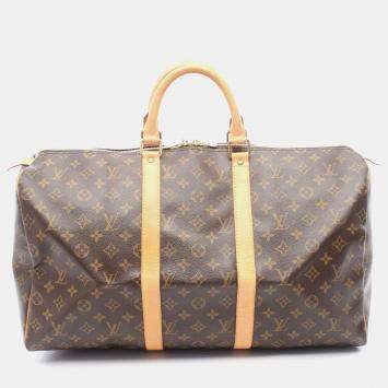 Pre Owned Louis Vuitton Keepall 50 Brown Monogram Canvas Travel Bag