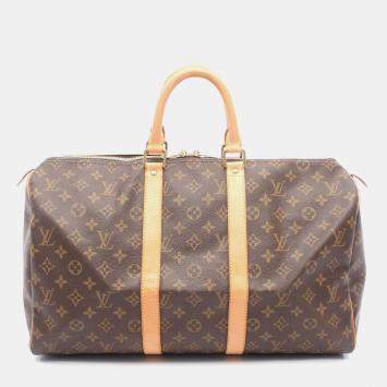 Pre Owned Louis Vuitton Keepall 45 Brown Monogram Canvas Travel Bag