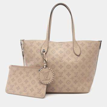 Louis Vuitton Blossom Mm Shoulder Tote Handbag  Mahina Leather Galet