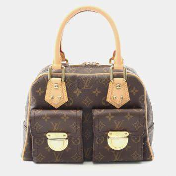 Louis Vuitton Manhattan Pm Handbag  Monogram Canvas Leather Brown