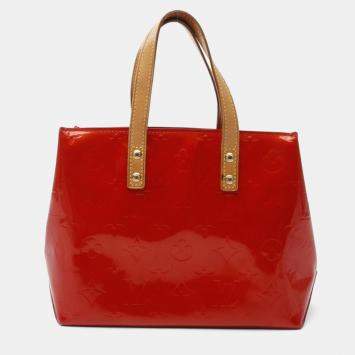 Pre Owned Louis Vuitton Lead PM Vernis Rouge Monogram Tote Bag