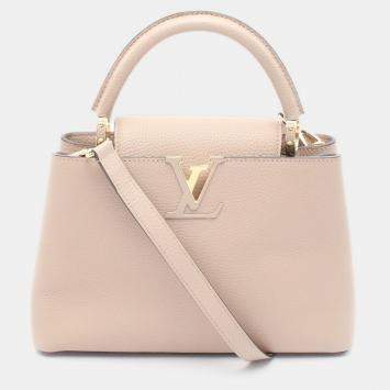 Louis Vuitton Capucine MM Beige Galet Leather Shoulder Bag 
