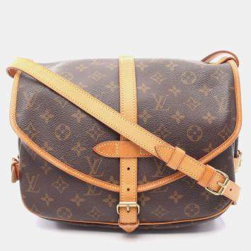 Pre Owned Louis Vuitton Saumur 30 Brown Monogram Canvas Crossbody Bag