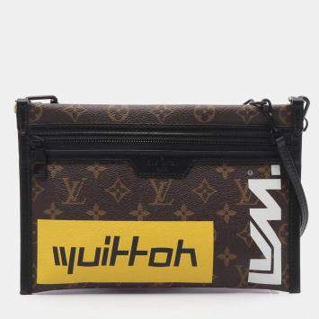 Louis Vuitton Flat Messenger Shoulder Bag  Monogram Denim Brown