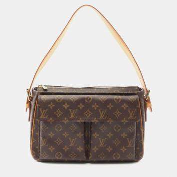 Pre Owned Louis Vuitton Vivacite GM BrownMonogram Canvas Shoulder Bag