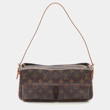 Pre Owned Louis Vuitton Vivacite MM Brown Monogram Canvas Shoulder Bag