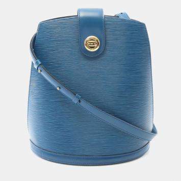 Pre Owned Louis Vuitton Cluny Blue Epi Leather Toledo Blue Shoulder Bag