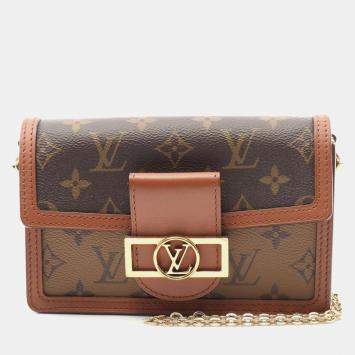 Louis Vuitton Dauphine Brown Monogram Canvas Leather Chain Shoulder Bag