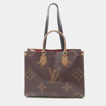 Louis Vuitton On The Go MM Monogram Giant Reverse Canvas Shoulder Tote