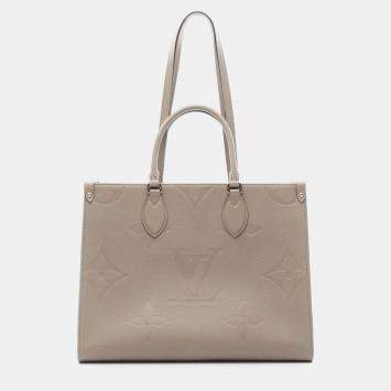 Pre Owned Louis Vuitton OnTheGo MM Beige Monogram Empreinte Leather Tote Bag