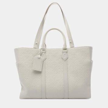 Louis Vuitton White Monogram Taurillon Sac Plat 24H Tote