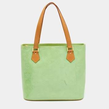 Pre Owned Louis Vuitton Apple Green Monogram Vernis Houston Bag