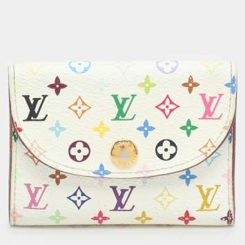 Pre Owned Louis Vuitton White Monogram Multicolore Visite Business Card Holder