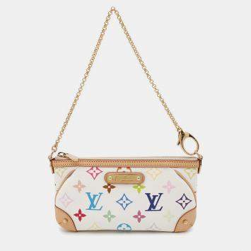 Pre Owned Louis Vuitton Pochette Milla MM Blanc Monogram Multicolor Shoulder Bag