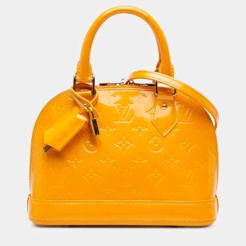 Pre Owned Louis Vuitton Yellow Monogram Vernis Alma BB Handbag