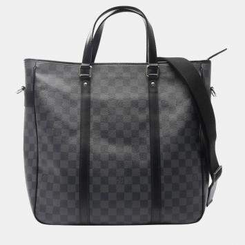 Pre Owned Louis Vuitton Tadao Black Damier Graphite Canvas Tote Bag