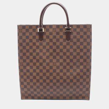 Pre Owned Louis Vuitton Sac Plat Damier Ebene Canvas Tote Bag
