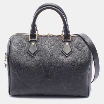 Pre Owned Louis Vuitton Speedy Bandouliere 25 Black Monogram Empreinte Leather Shoulder Bag