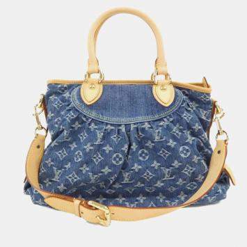 Pre Owned Louis Vuitton Neo Cabby MM Blue Monogram Denim Shoulder Bag