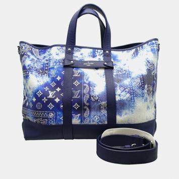 Louis Vuitton Bandana Trolley Navy Blue/White Monogram Leather Tote Bag
