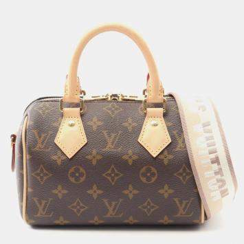 Louis Vuitton Speedy Bandouliere 20 Handbag Coated Canvas Leather Monogram Brown