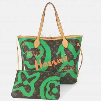 Louis Vuitton Monogram Hawaii Limited Edition Neverfull Mm Tote Bag Shoulder With Pouch Canvas Brown