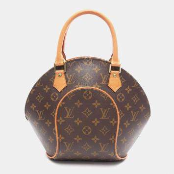 Pre Owned Louis Vuitton Ellipse PM Brown Monogram Canvas Leather Top Handle Bag