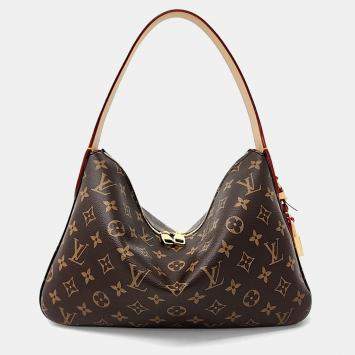 Louis Vuitton Brown Coated Canvas and Leather Slouchy PM Bag
