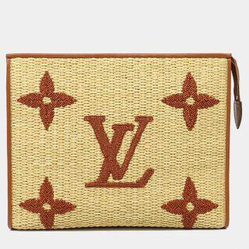 Louis Vuitton Beige/Brown Raffia Pochette Voyage MM