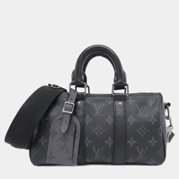 Pre Owned Louis Vuitton Keepall Bandouliere 25 Monogram Eclipse Reverse Boston Bag