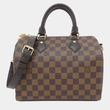 Pre Owned Louis Vuitton Speedy Bandouliere 25 Damier Ebene Canvas Boston Bag