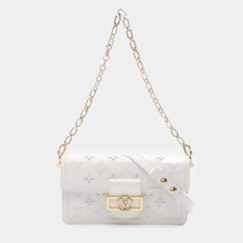 Louis Vuitton White Monogram Dauphine Broderie East West