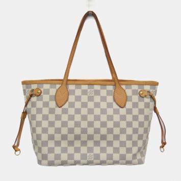 Pre Owned Louis Vuitton Neverfull PM Off-white Damier Azur Canvas Tote Bag