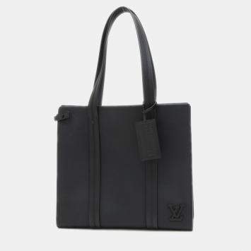 Pre Owned Louis Vuitton Aerogram Take Off Black Leather Tote Bag