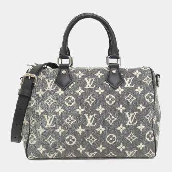 Pre Owned Louis Vuitton Speedy Bandouliere 25 Jacquard Denim Canvas Boston Bag
