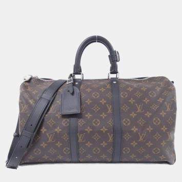 Pre Owned Louis Vuitton Keepall Bandouliere 45 Brown Canvas Boston Bag