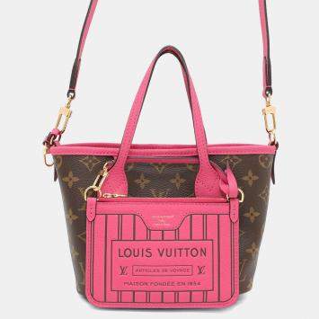 Pre Owned Louis Vuitton Neverfull Inside Out Rose Buffalo Pondichery Leather/Brown Monogram Size Bb