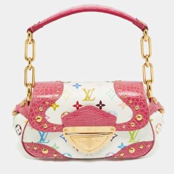 مملوكة مسبقًا Louis Vuitton Pink/White Multicolor Monogram Canvas and Alligator Marilyn Bag