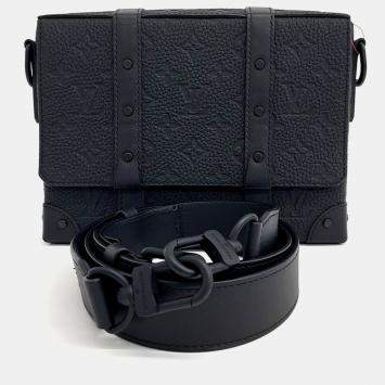 Pre Owned Louis Vuitton Black Leather Trunk Messenger Bag