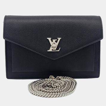 Louis Vuitton Black Leather Pochette My Lock Me Chain Crossbody Bag