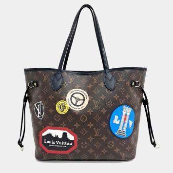 Louis Vuitton Brown Coated Canvas Monogram World Tour Neverfull NM MM bag